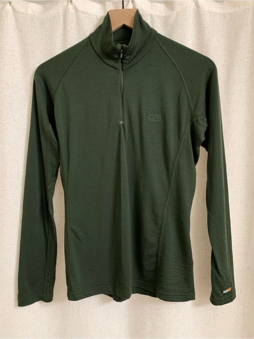 Icebreaker 100% New Zealand Merino Wool Body Fit 200 Green Quarter Zip Pullover